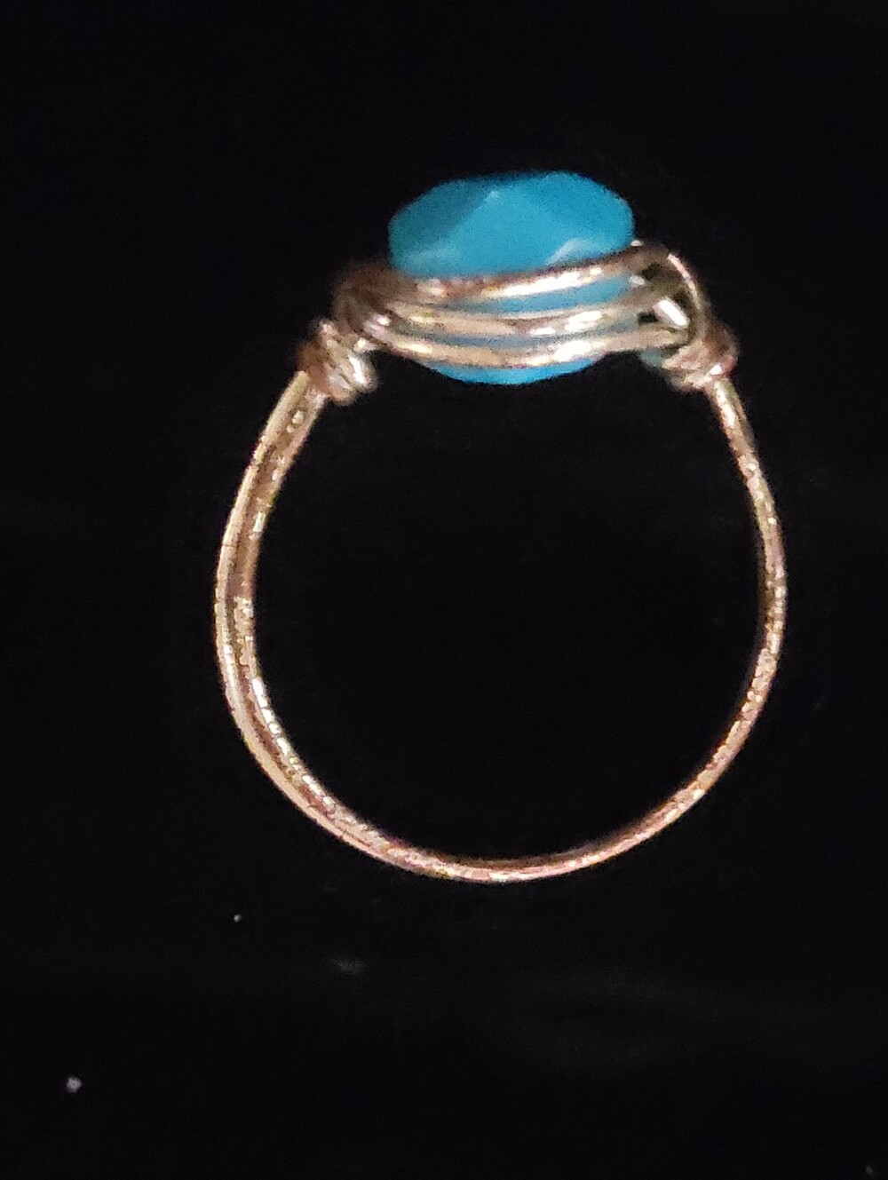 💙 Handmade Turquoise Wire-Wrapped Ring – Boho Artisan Style